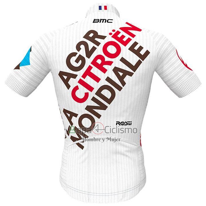 Ag2r Citroen Team Ropa Ciclismo Culotte Corto 2021 Mangas Cortas Blanco
